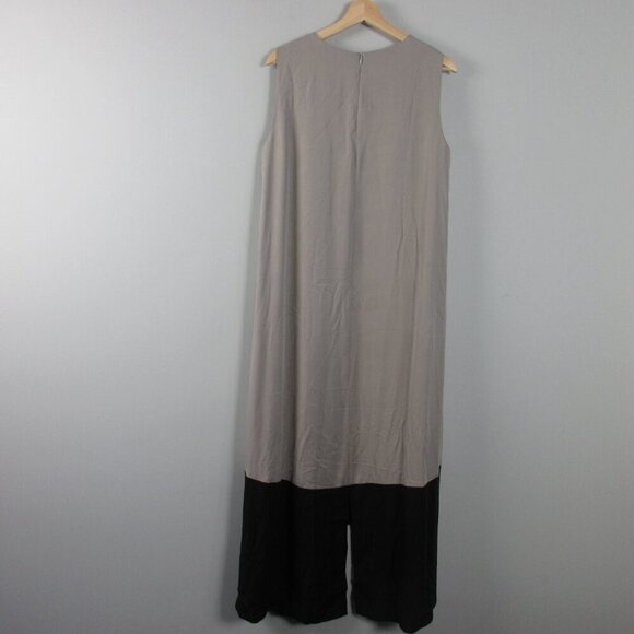 Ronen Chen Guam Dress 10 3 Gray Black Sleeveless Long Maxi Tencel Lagenlook 402 - Picture 2 of 12